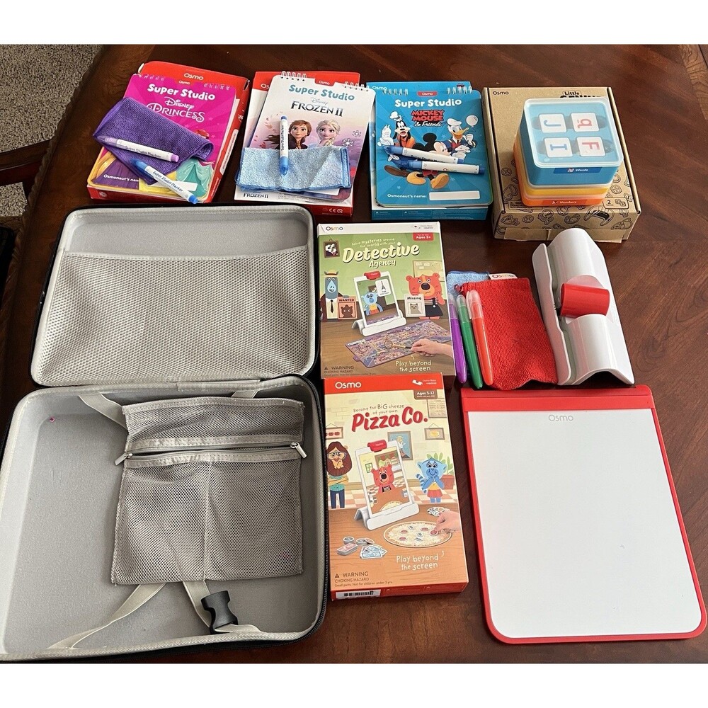 Osmo iPad Learning Games Bundle Base Pizza Co Words Numbers Tangram + More